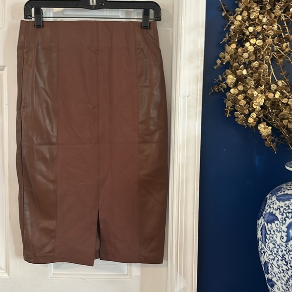 Women’s Marc New York Brown Faux Leather Pencil Skirt Size XS - Picture 5 of 7
